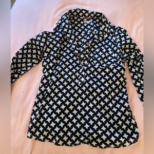 Black and white-funky retro pattern-half button up